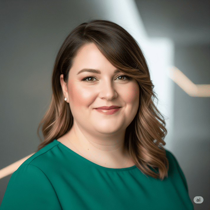 mollige Frau mit Doppelkinn und einer schoenen Frisur