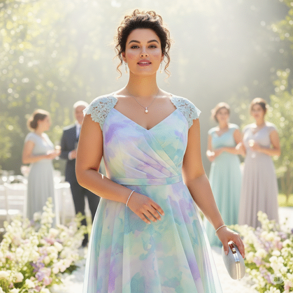 Grosse Frau in Uebergroessen mit einem Kleid