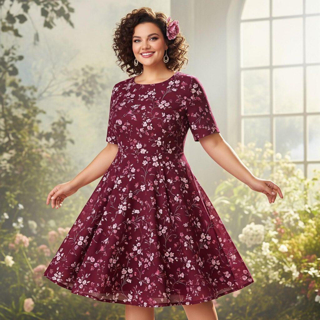 Midi Kleid für mollige Frauen A-Linie