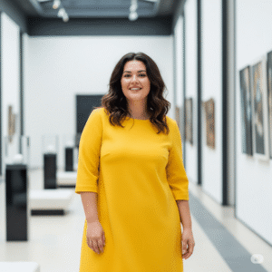 Frau in grossen Groessen mit Shirtkleid