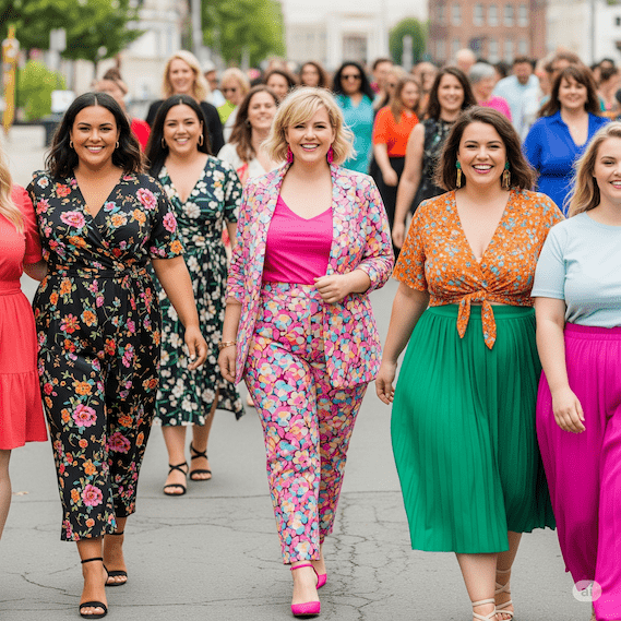 Mollige Frauen mit buten Outfits