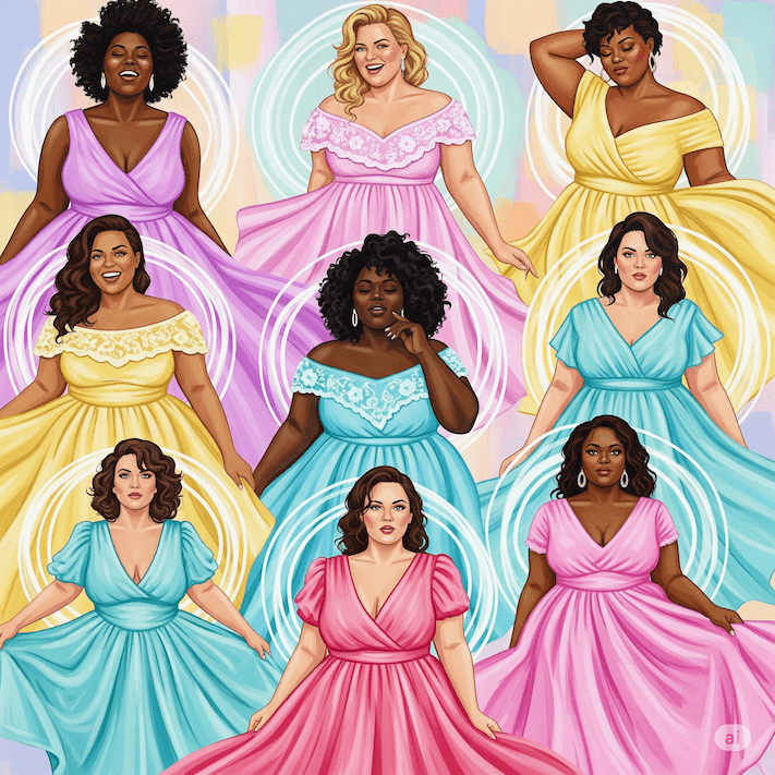 Frauen mit bunten Kleidern