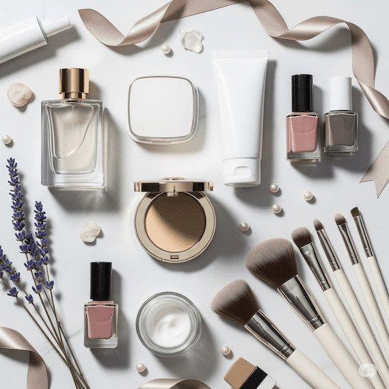 Eine Collage mit vielen beauty Produkten