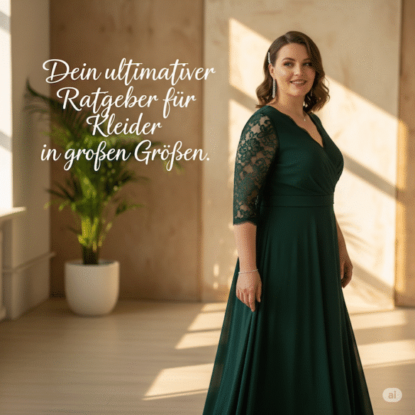Mollige Frau in einem elegantem Kleid mit edler Spitze
