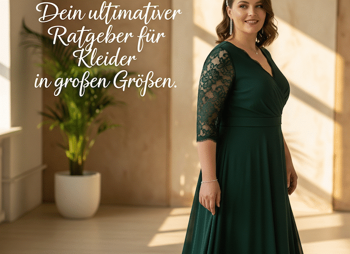 Mollige Frau in einem elegantem Kleid mit edler Spitze